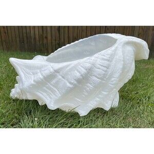 Vtg 1987 Conch Sea Shell Planter Union Products Plastic Blow Mold Garden Beach